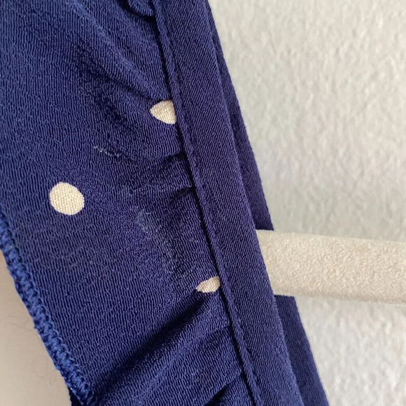 MADEWELL Blue and Cream Polka Dot Ruffle-Strap Button-Front Mini Dress Size 6 - Picture 7 of 14